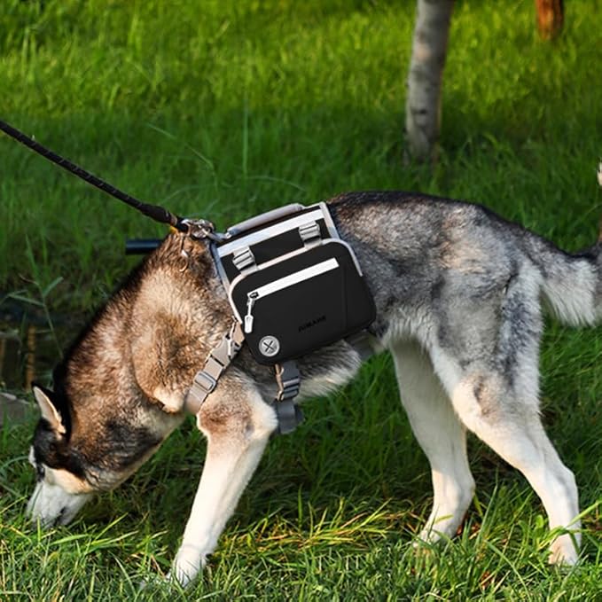 Dog Backpack - Large Dog Backpack Harness for Outdoor Adventures, Hiking Dog Backpacks with Adjustable Straps - Durable Dog Packs for Hiking, Comfortable Backpack for Dogs to Wear,Black