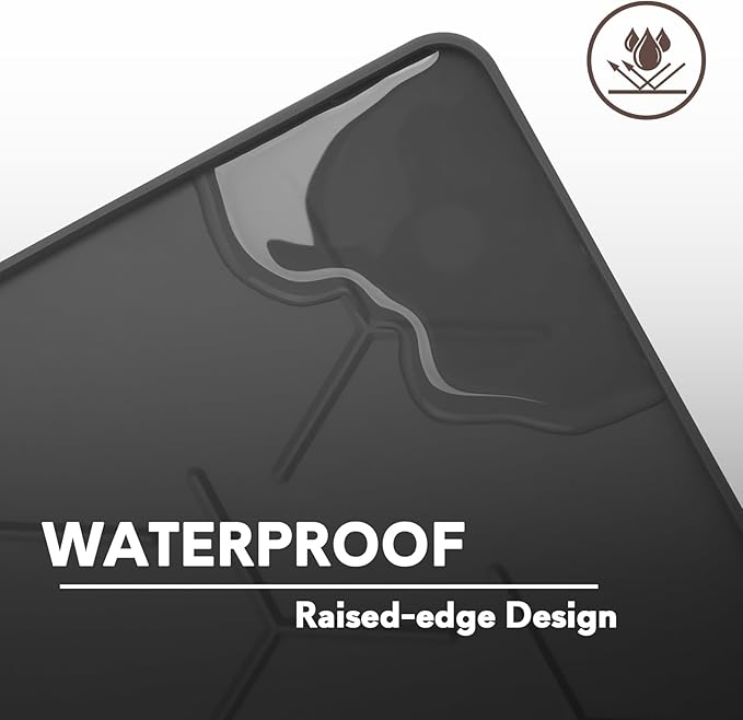 Cat Mat for Litter Box, Large 40" X 28" Cat Litter Mat XL, Waterproof Silicone Pad for Floor, Black