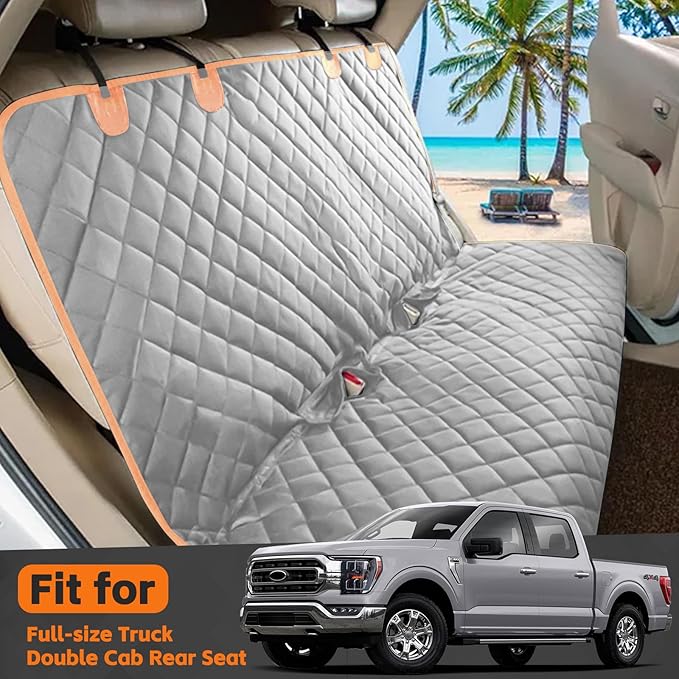 sportuli Dog Truck Rear Bench Seat Cover Replace for Ford F-Series,Chevy Silverado, Dodge Ram, 600D Oxford Cloth Heavy Duty Waterproof Non Slip Pet Truck Back Seat Cover, Fit for All Full-Size Trucks