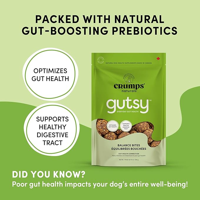 CRUMPS NATURALS Gutsy-Balance Bites 10oz/284g, Dog Treats,Supplements