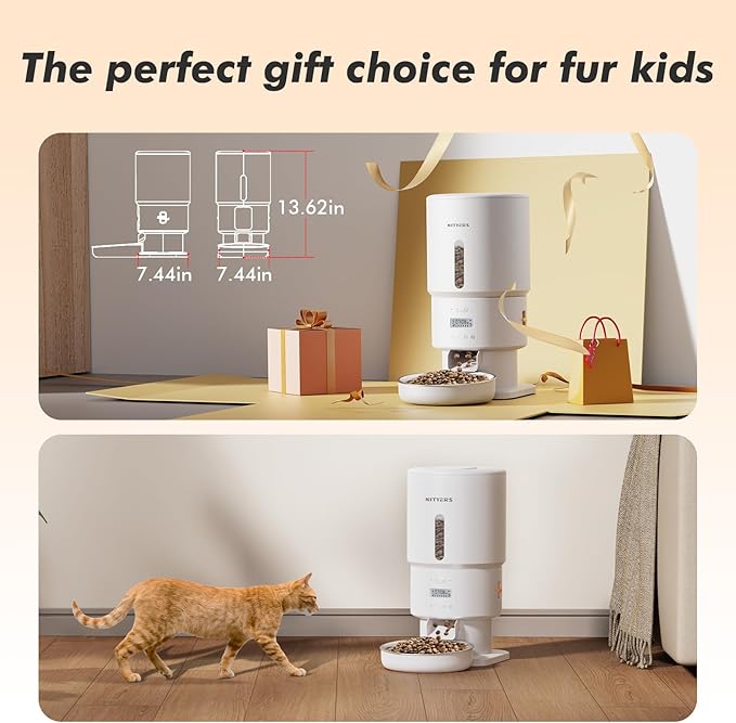 Automatic Cat Feeder - 5L Anti-Clog Cat Food Dispenser Keeps Dry Food Fresh, 10s Voice, 1-6 Meals/Day, Programmable Portions, 180-Day Battery Life, Easy to Clean Auto Pet Feeder for Multi Cats & Dogs