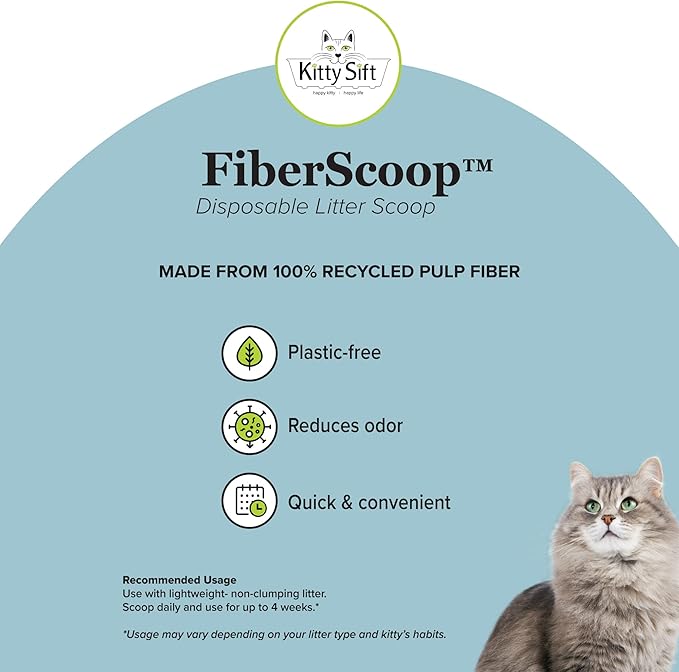 Kitty Sift FiberScoop Disposable Litter Scoop, Plastic-Free & Sustainable - Natural, One Size