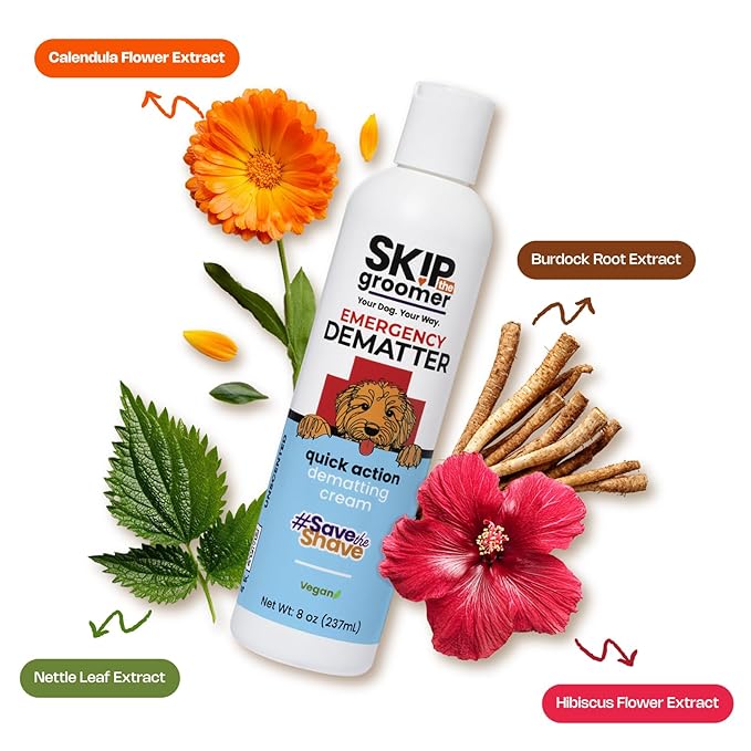 Save The Shave Bundle, Emergency Dematter Cream & Rake Brush Set for Dogs, Removes Tough Mats & Knots, Reduces Shedding & Breakage, Gentle Coat Grooming Essentials