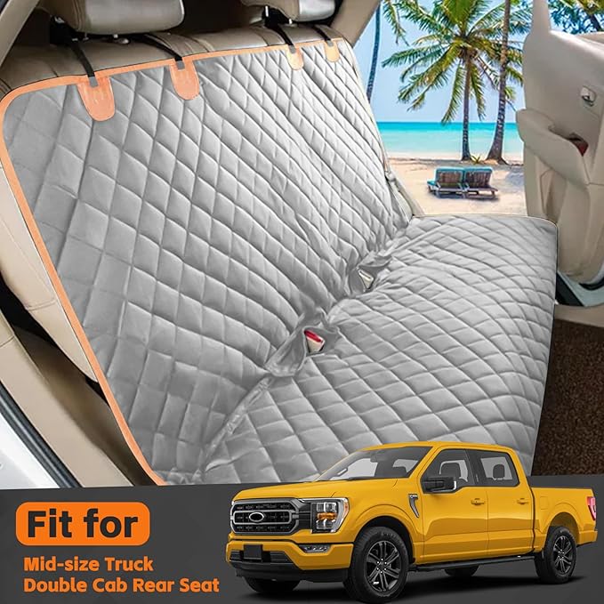 sportuli Dog Truck Rear Seat Cover Replce for Toyota Tacoma/Ford Ranger/Chevy Colorado, 600D Oxford Cloth Heavy Duty Waterproof Non Slip Pet Truck Back Bench Seat Cover, Fit for All Mid-Size Trucks