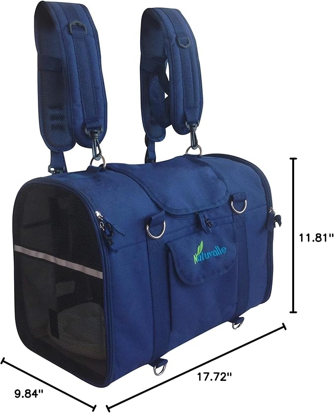 6-in-1 Sturdy Pet Carrier Backpack, Front Pack, Shoulder Bag, Pet Hand Bag, Car Seat Crate, Soft-Sided pet Carrier, Small Dog & Cat Travel Carrier, Size Medium for Pets 14-16" Long