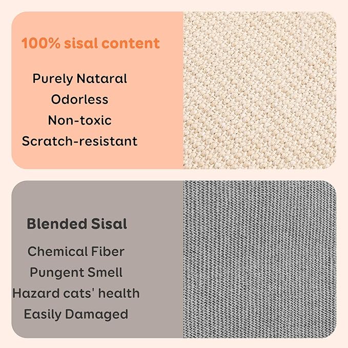 3 Transformable Shapes Cat Scratching Post - Adjustable L-Shape Sisal Scratcher with Multiple Fresh Fun Play Modes, 100% Natural Solid Beechwood& Sisal, Eco-Friendly Furniture Protector(1 Pack)