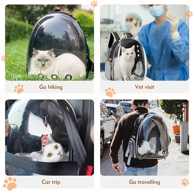 Cat Carrier Backpack, Cat Carrier Backpack for Small Medium Cat Puppy Dog, Transparent Space Capsule Pat Carrier Backpack, Airline-Approved Pet Carrier, Designed for Travel Hiking Walking Camping