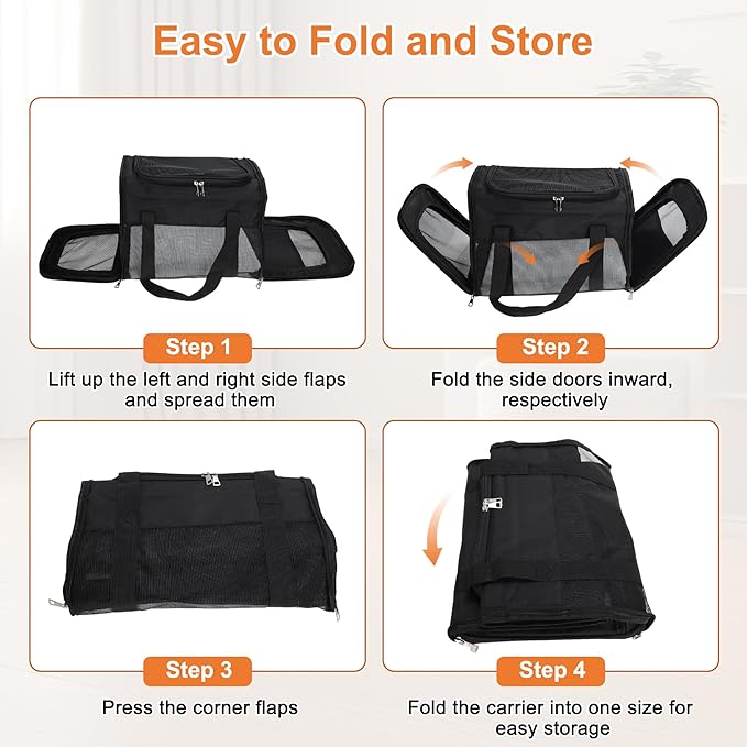 Pet Carrier, Breathable Mesh Design, Soft Cat Carrier with Shoulder Strap, Comfortable Travel Solution, Black