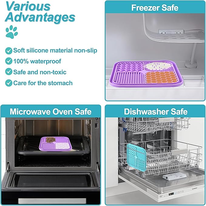 Dog Lick Mat with Suction Cups – Anxiety Relief & Slow Feeder for Bathing, Grooming, Training – 2 Pack