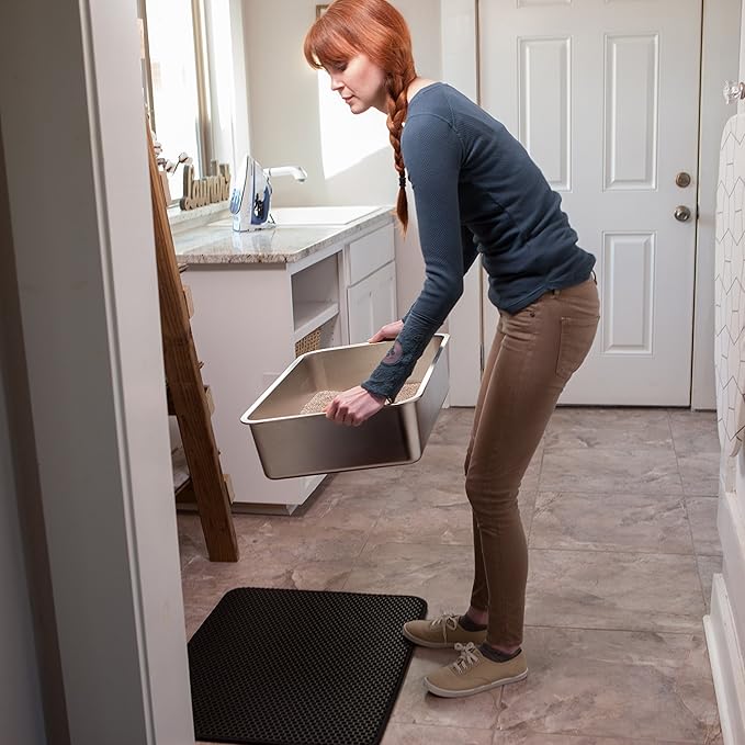 iPrimio Stainless Steel Litter Box - No Stick Litter Pan for Cats - XL Cat Box with Teflon Coating - Never Absorbs Odor or Rust - Ergonomic, Easy to Clean, Durable, Nonstick, Spacious Pans