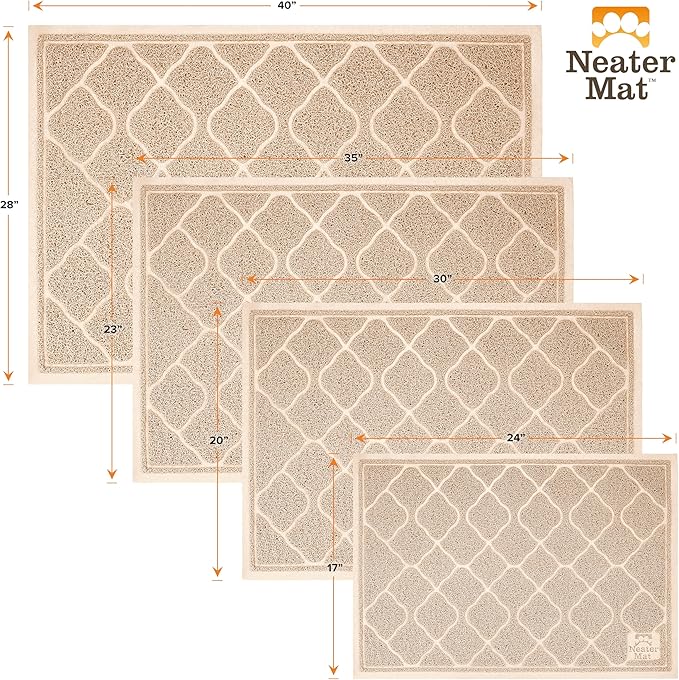 Neater Pets Neater Mat Cat Litter Rug, Thick & Durable Cat Mat for Litter Box, Trapper Pad Catches Mess to Protect Indoor Floors, Soft on Kitty Paws, Anti-Skid Grip Backing, Easy to Clean, Beige