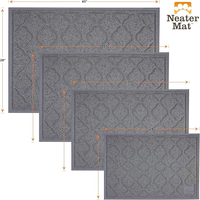 Neater Pets Neater Mat Cat Litter Rug, Thick & Durable Cat Mat for Litter Box, Trapper Pad Catches Mess to Protect Indoor Floors, Soft on Kitty Paws, Anti-Skid Grip Backing, Easy to Clean, Charcoal