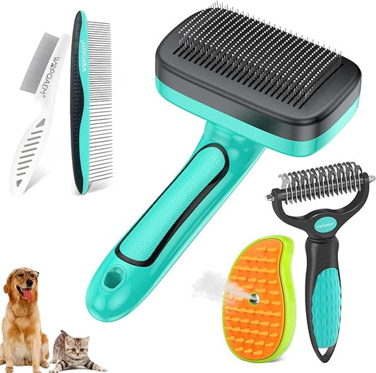 Complete home grooming system for dogs and cats — deshedding brush, dryer kit, shampoo