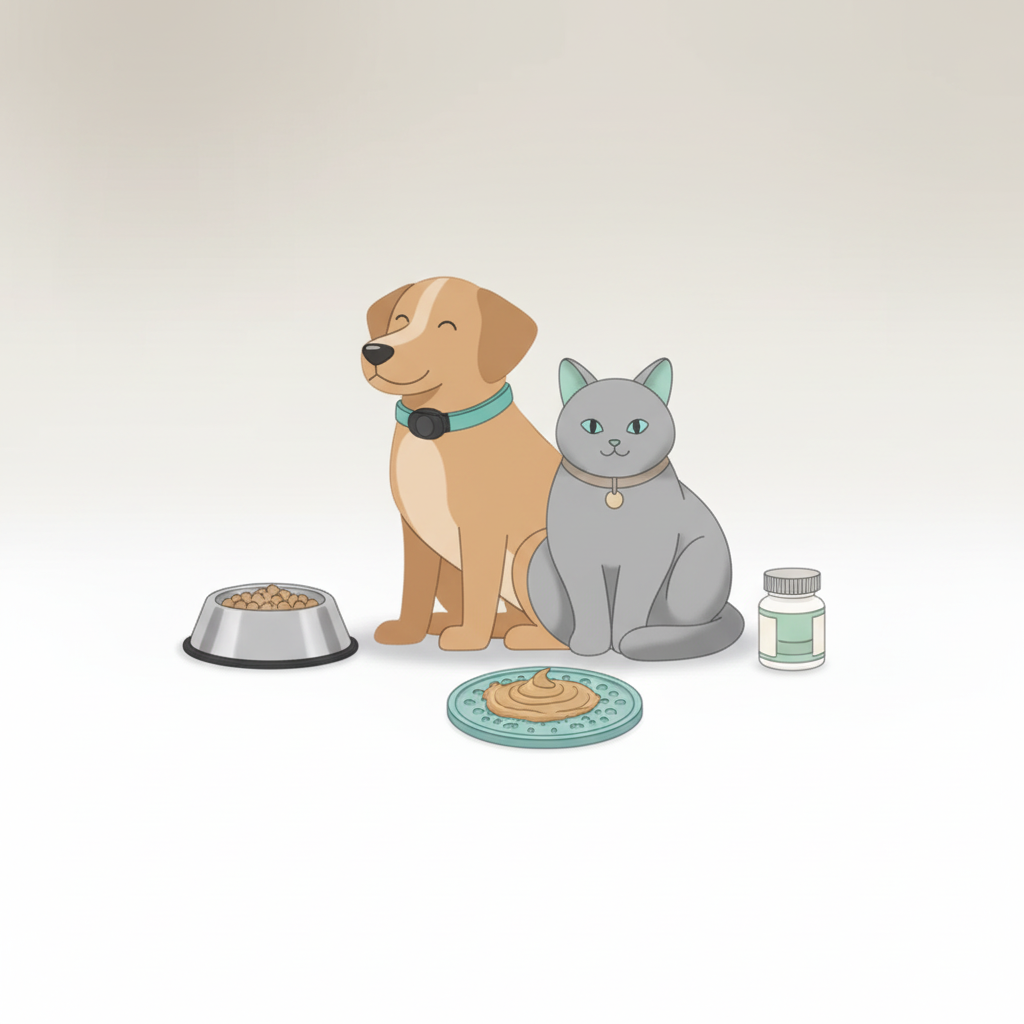 Is Your Pet Safe & Healthy? – Pet health and safety collection featuring dogs and cats with GPS collar, stainless steel bowl, lick mat, and supplements | FetchMart