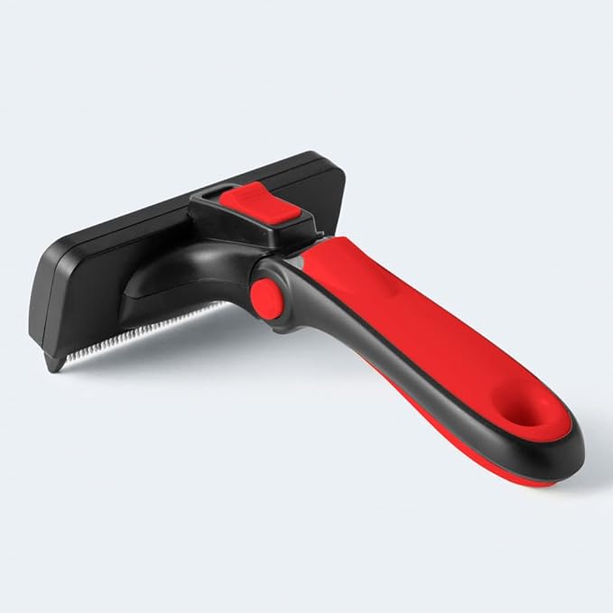 Deshedding Slicker Brush for Short Hair Dogs, Cats & Pets - Lightweight Brush for Shedding, Massaging & Grooming - Dematting Comb & Deshedder Supplies- large, red