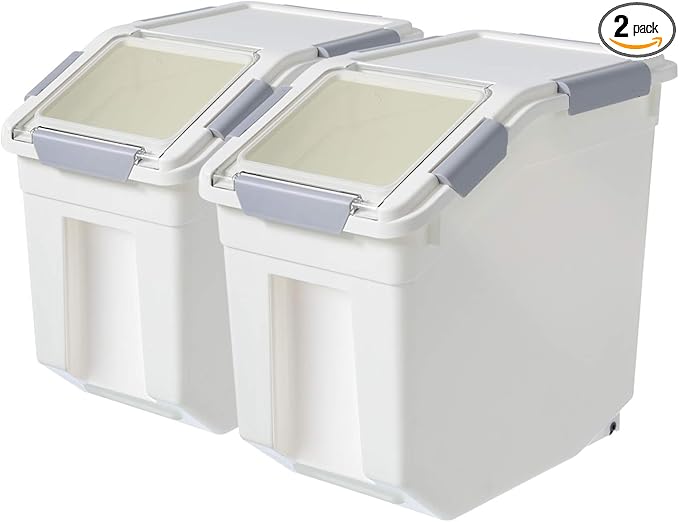 CITY BABY 2 Pack Airtight Flour Storage Container With Scoop,Dry Food, Sugar, Baking Supplies,Rice Container Set -BPA Free- Pet Food Storage Container,Dog Cat Birds Food Bin(20 lb)