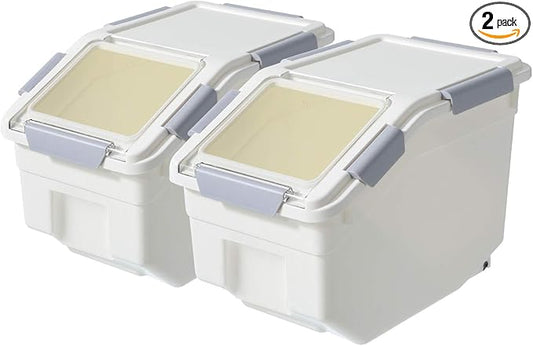 LISM 2 Pack Dog Food Storage Container with Scoop,Large Airtight Pet Dog Food Bin,Container for Dog Treats Rice,Dog Cat Dry Food Bin,Baking Supplies,Flour,Rice,Kitchen Pantry Cereal(10 LB)