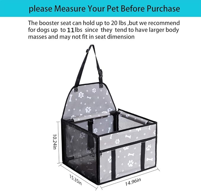 Small Dog Car Seats for Small Dogs,Portable Puppy/Pet Car Booster Seat with Clip-On Leash and Mesh Window for Small Pet Up to 11 lbs