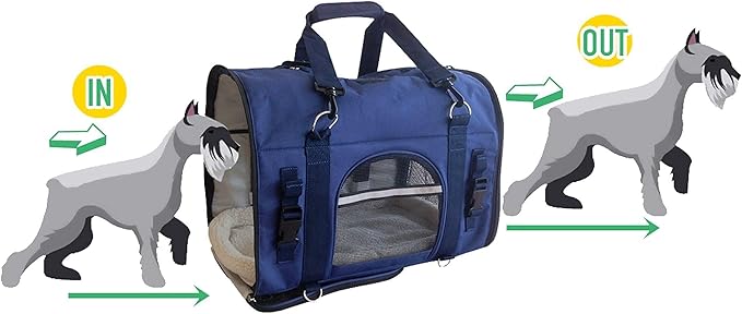 6-in-1 Sturdy Pet Carrier Backpack, Front Pack, Shoulder Bag, Pet Hand Bag, Car Seat Crate, Soft-Sided pet Carrier, Small Dog & Cat Travel Carrier, Size Large for Pets 18-21” Long, by Natuvalle.