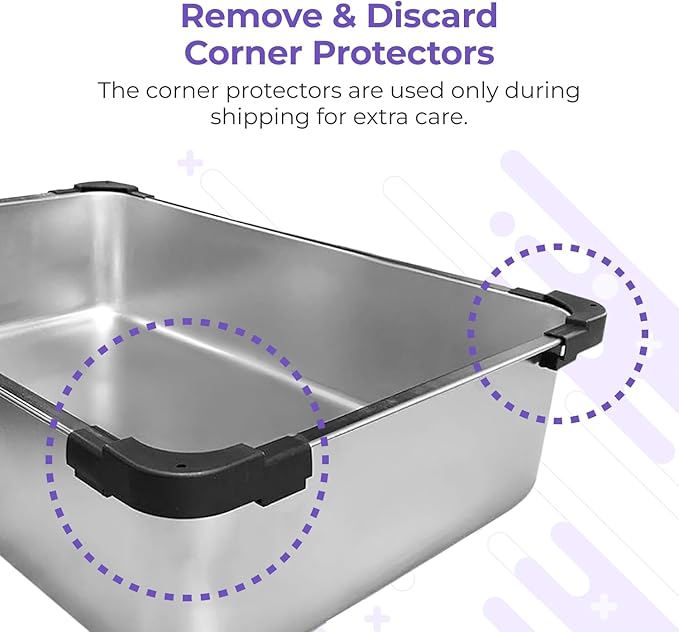 iPrimio Stainless Steel Litter Box - No Stick Litter Pan for Cats - XL Cat Box with Teflon Coating - Never Absorbs Odor or Rust - Ergonomic, Easy to Clean, Durable, Nonstick, Spacious Pans