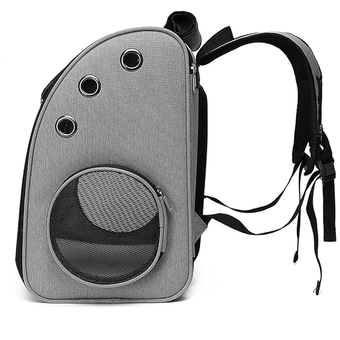 Critter Sitters Grey Pet Backpack for Small Dogs, Cats with Scratch Resistant Breathable Mesh Windows, Airline Carry-On Approved, Safety Leash, Pockets, Durable Transporation for Animals