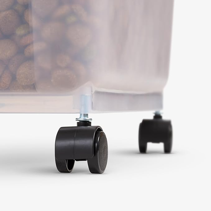 IRIS USA Dog Food Storage Container 40 lbs, Attachable Wheels, & Included Scoop, for Dog Cat Birds and other Pets, Food Storage Bin, Keep Fresh, Easy Mobility, BPA Free - Made in the USA, Dark Gray