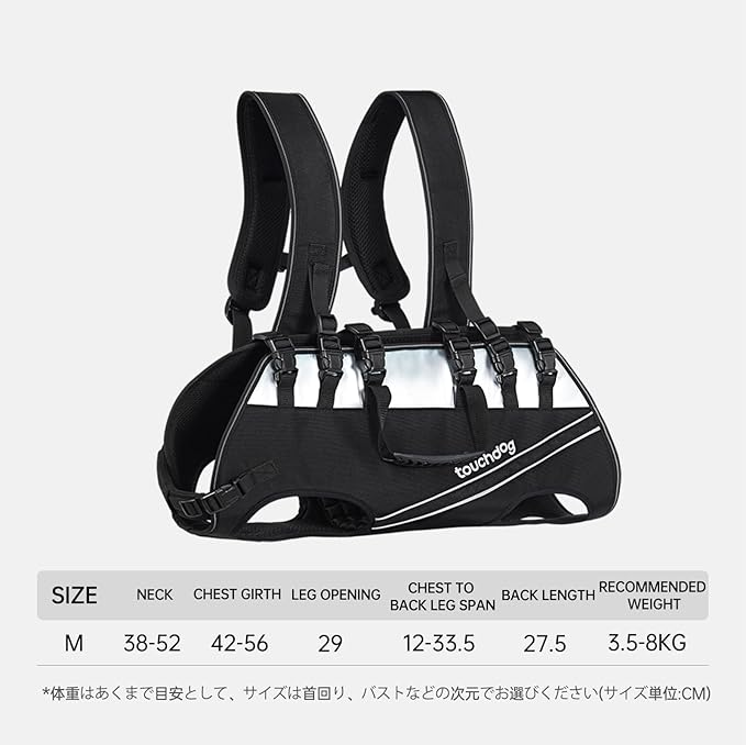 Dog Backpack Carrier for Large Dogs - Hands-Free Pet Travel Pack with 6-Point Safety System, Waterproof & Reflective Design for Motorcycle, Hiking, Surfing (Black, Medium)