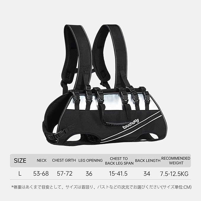 Dog Backpack Carrier for Large Dogs - Hands-Free Pet Travel Pack with 6-Point Safety System, Waterproof & Reflective Design for Motorcycle, Hiking, Surfing (Black, Large)