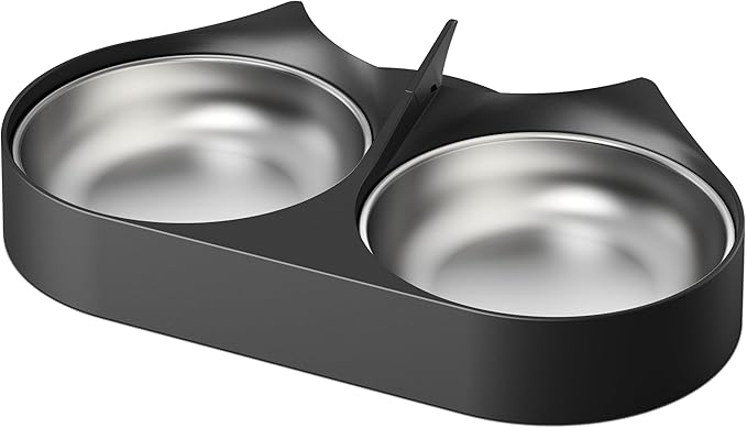 PETLIBRO Pet Food Splitter with Stainless Steel Bowls, Automatic Cat Feeder Bowls for Two Cats or Dogs, Suitable for PETLIBRO Automatic Cat Feeder PLAF005, PLAF006, PLAF103, PLAF203 Black