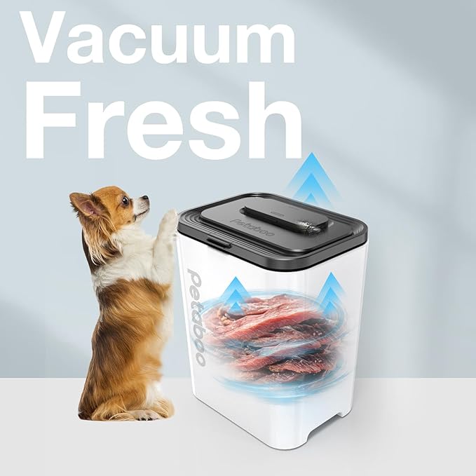 Vacuum Dog Food Storage Container, Airtight Pet Food Container, 13L Dry Pet Food Bucket for Dogs Cats Rechargeable Sealed Food Storage Bin with lid & Scoop