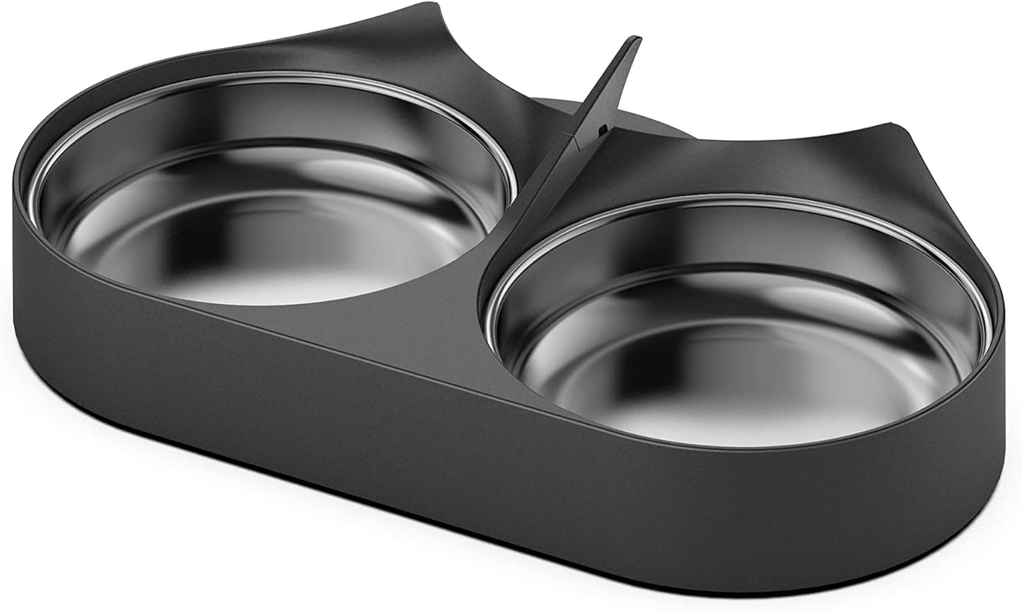 PETLIBRO Pet Food Splitter with Stainless Steel Bowls, Automatic Cat Feeder Bowls for Two Cats or Dogs, Suitable for PETLIBRO Automatic Cat Feeder PLAF005, PLAF006, PLAF103, PLAF203 Black