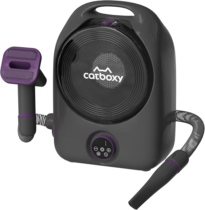 Dog Grooming Vacuum and Pet Dryer, 5-in-1 Dog Grooming Kit for Shedding, Low Noise Doggie Hair Blow Dryer, 2.5L Canister for Cat Vacuum Groomer, Portable Pet Trimmers for Dogs, Purple