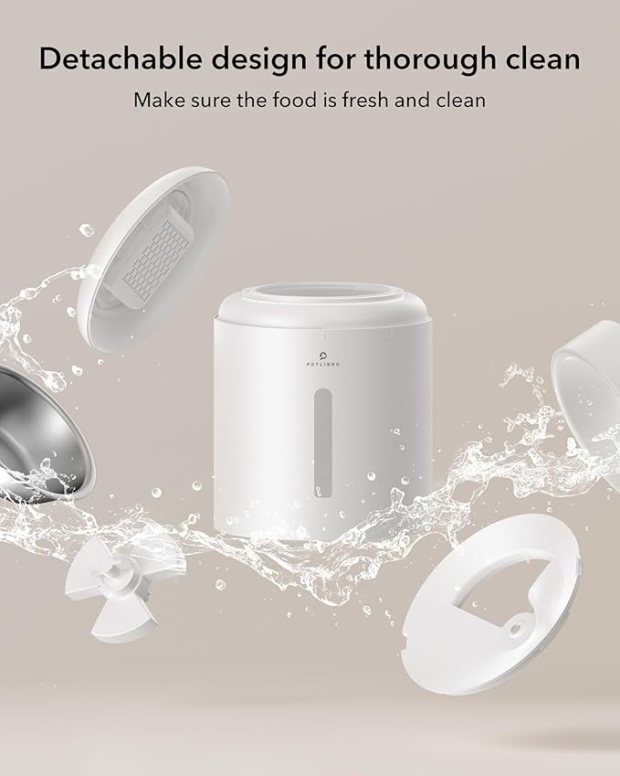 PETLIBRO Automatic Cat Feeder, Automatic Dog Food Dispenser with Freshness Preservation, 5L Timed Pet Feeders for Dry Food, Up to 6 Meals Per Day, Granary 5L Basic Button Type White