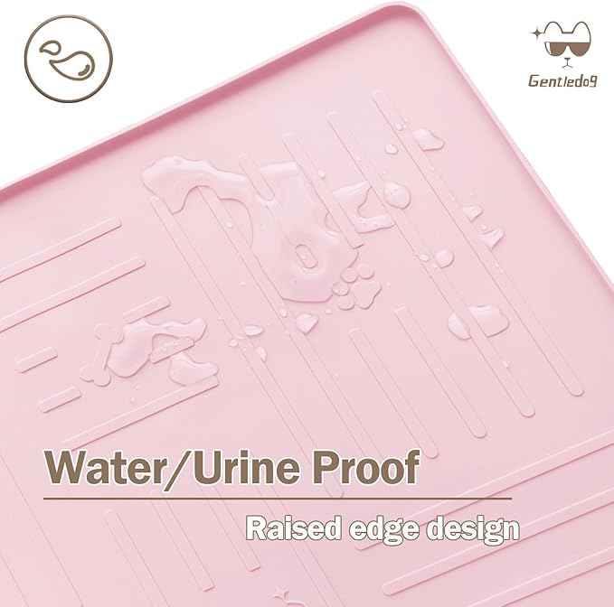 Large Silicone Cat Litter Mat, 34.3" X 24.8" Litter Trapping Mat, Soft and Waterproof Cat Litter Box Mats for Floor-Pink