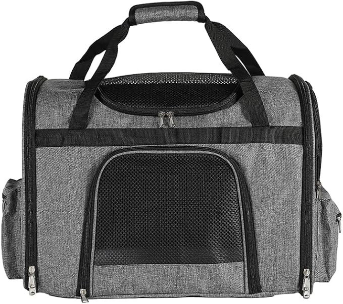 pet Bag Multi Purpose pet Bag Collapsible Portable for Dog cat go Out Traveling Carrier Backpack for Secret Adventures Cat and Dog (Grey, L:20.1"X12.6"X16.1")
