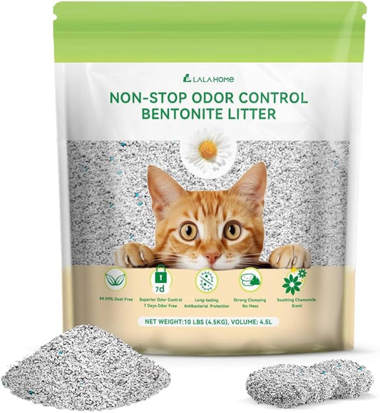 Bentonite Litter Sodium Mineral Cat Litter Clumping, Odor Control Kitty Litter for Self Cleaning Box & Automatic Litter Box, Dust Free, Strong Durability, 10 lb