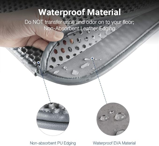 WePet Cat Litter Mat, Kitty Litter Trapping Mat, Honeycomb Double Layer Mats, No Phthalate, Urine Waterproof, Easy Clean, Scatter Control, Catcher Litter Tray Box Rug Carpet