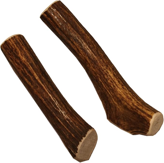 Medium Whole Twin Pack (for 20-45 lb Dogs and Puppies) Premium Grade Elk Antlers for Dogs (2 Pieces) Sourced in The USA