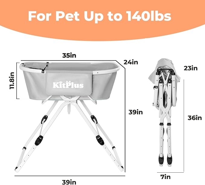 Portable Dog Bathtub, 5 Height Adjustable Dog Washing Station for Pet Shower and Grooming Foldable Bathing Tub with Storage & Anti-Slip Design for Small Large Dogs Cats