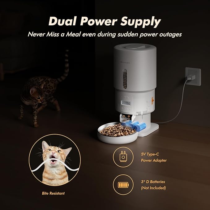 Automatic Cat Feeder - 5L Anti-Clog Cat Food Dispenser Keeps Dry Food Fresh, 10s Voice, 1-6 Meals/Day, Programmable Portions, 180-Day Battery Life, Easy to Clean Auto Pet Feeder for Multi Cats & Dogs