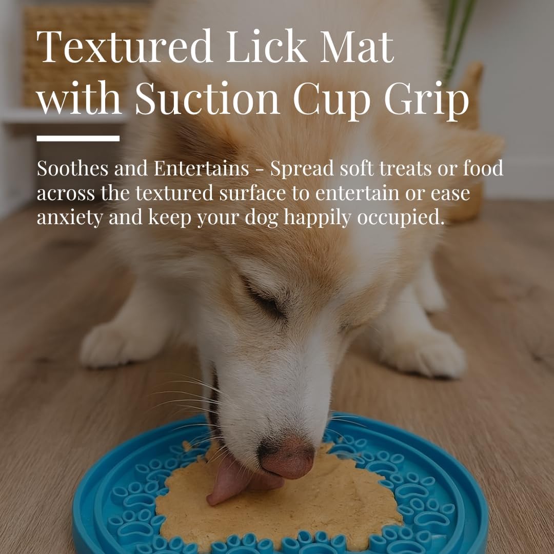 Stainless Steel Slow Feeder Dog Bowl for Large Dogs | 64 oz, Non-Slip Base with Textured Lick Mat Lid & Silicone Slow Feeder Insert – Deep Anti-Gulp Metal Puzzle Bowl for Large Breeds (Steel Gray)