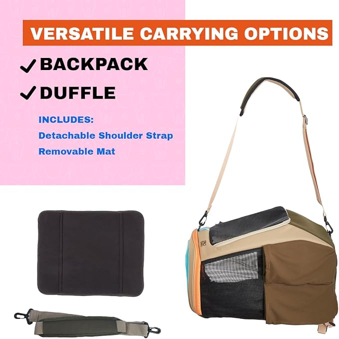 Travel Cat Backpack Carrier - The Navigator Convertible Pet Carrier Backpack - Cat Carrier Backpack with Fully Ventilated Mesh (Earth)