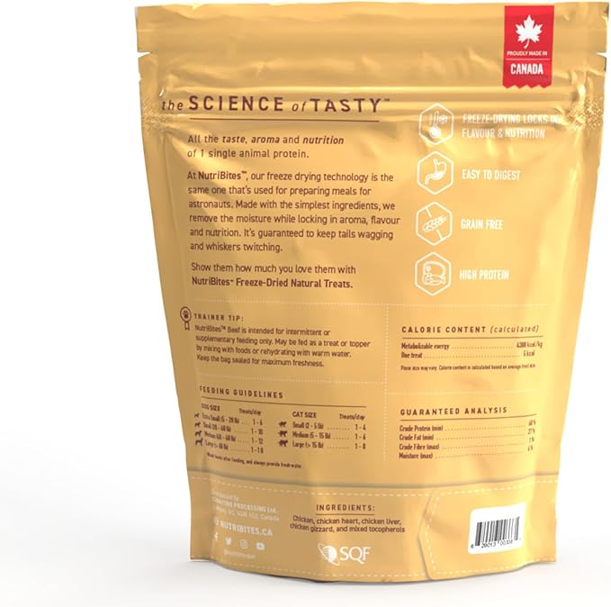 Nutri Bites Freeze Dried Chicken Dog & Cat Treats, 4 oz | Healthy Pet Training Treats or Food Topper | All Natural, 1 Single Animal Protein, High Protein