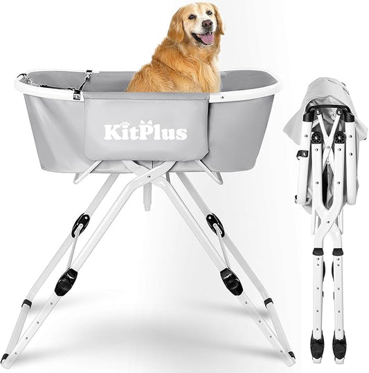 Portable Dog Bathtub, 5 Height Adjustable Dog Washing Station for Pet Shower and Grooming Foldable Bathing Tub with Storage & Anti-Slip Design for Small Large Dogs Cats