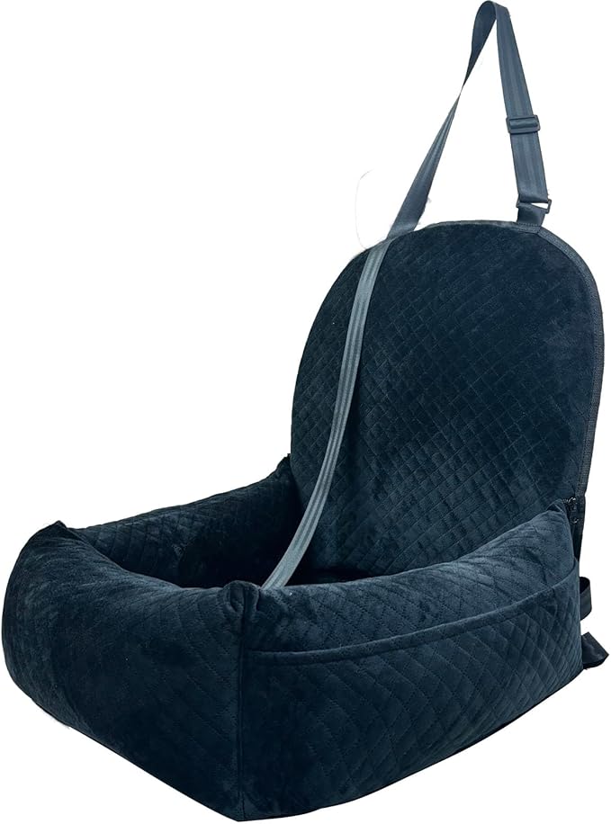 Luxury Dog Booster Seat - Safe & Comfortable Travel Bed, Disassembles for Easy Cleaning, Black, Medium