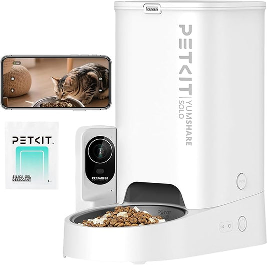 PETKIT Automatic Cat Feeder with Camera, 1080P HD Video with Night Vision, 2.4G WiFi Pet Feeder for Cat & Small Dog, 2-Way Audio & Meal Call Pet Food Dispenser with Desiccant Bag, Motion Capturing