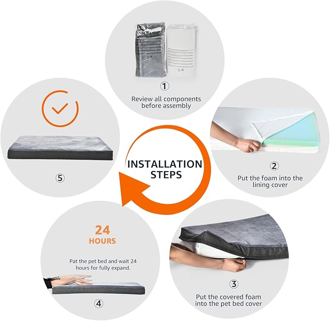 Amazon Basics Dog Bed with Cooling Gel Memory Foam, Pressure-Relief Support for Dogs up to 90lbs, Non-Slip Bottom, Machine Washable Cover, Extra Large Sized (41" x 29"), Grey