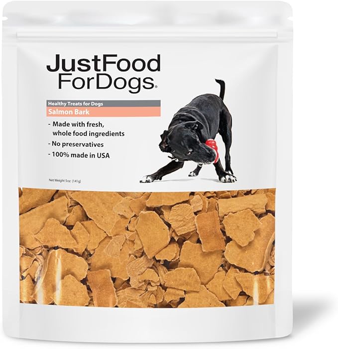JustFoodForDogs Limited-Ingredient Healthy Dog Treats, Salmon Bark, Made in The USA, 5 oz