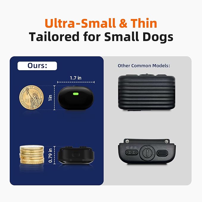 Ultra-Small Dog Shock Collar for 2 Dogs, Ultra-Light & Thin Dog Training Collar with 1300ft Remote, Tailored for Small Dogs 5-15lbs & Medium Dog, 198-Level Control,Waterproof, Rechargeable(WhiteBlack)