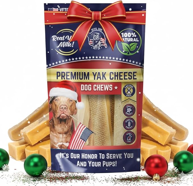 Devil Dog Pet Co. Himalayan Yak Cheese Dog Chews, Large - 3 Pack, 100% Natural & Healthy, Lactose-Free, Long-Lasting Dog Treats, Premium Yak Milk Chew Bones for Dogs